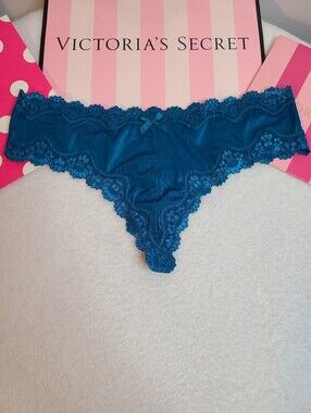 Y2K Victoria's Secret Silky Satin Lace-up Back Classic Thong Panty Size M